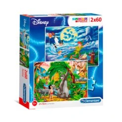Clementoni Supercolor Puzzel Disney Peter Pan + Jungle Book 2x60 Stukjes