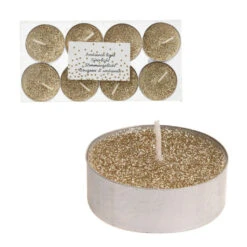 Glitter Theelichten 8 Stuks Goud