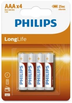 Philips R03 Longlife AAA Batterij 4 Stuks